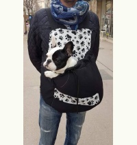 Sac de transport pour chien ventral noir et blanc