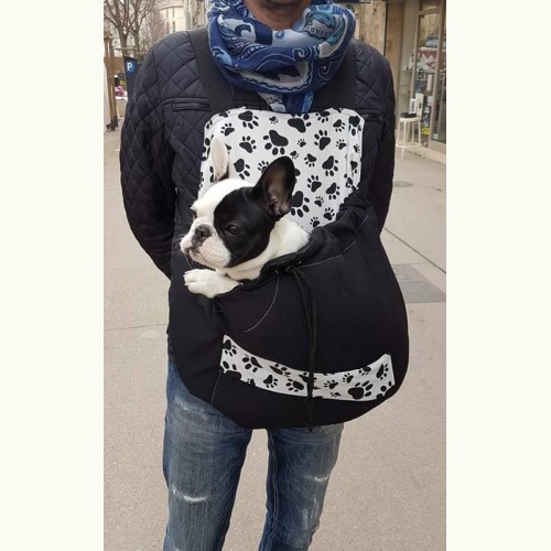 Sac de transport pour chien ventral noir et blanc