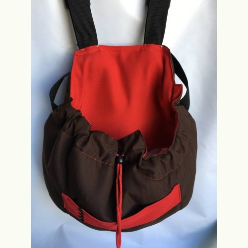 Sac de transport ventral pour animaux en rouge et chocolat-rouge-pour-chien-et-chat